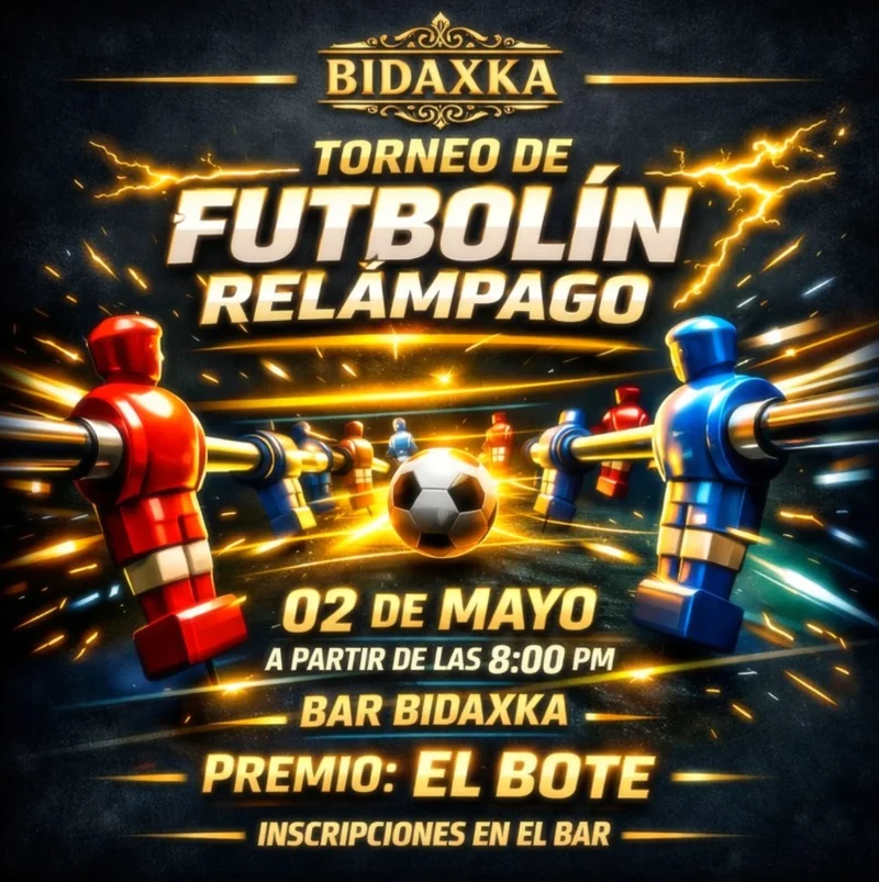 Cartel del Torneo Relámpago de futbolín